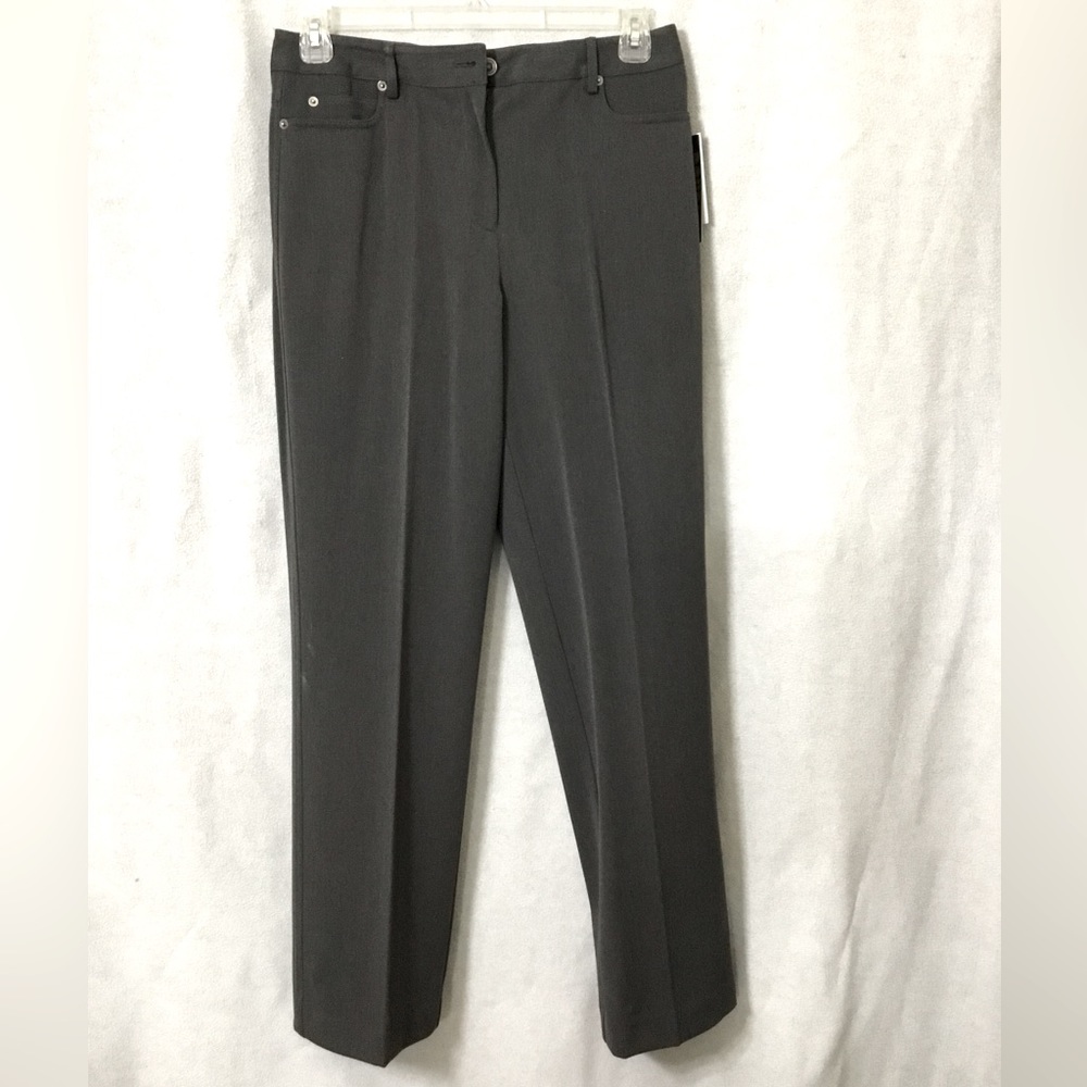 NWT~Rafaella Form & Function~Charcoal Gray Two Way Textured Stretch Pants SZ 10